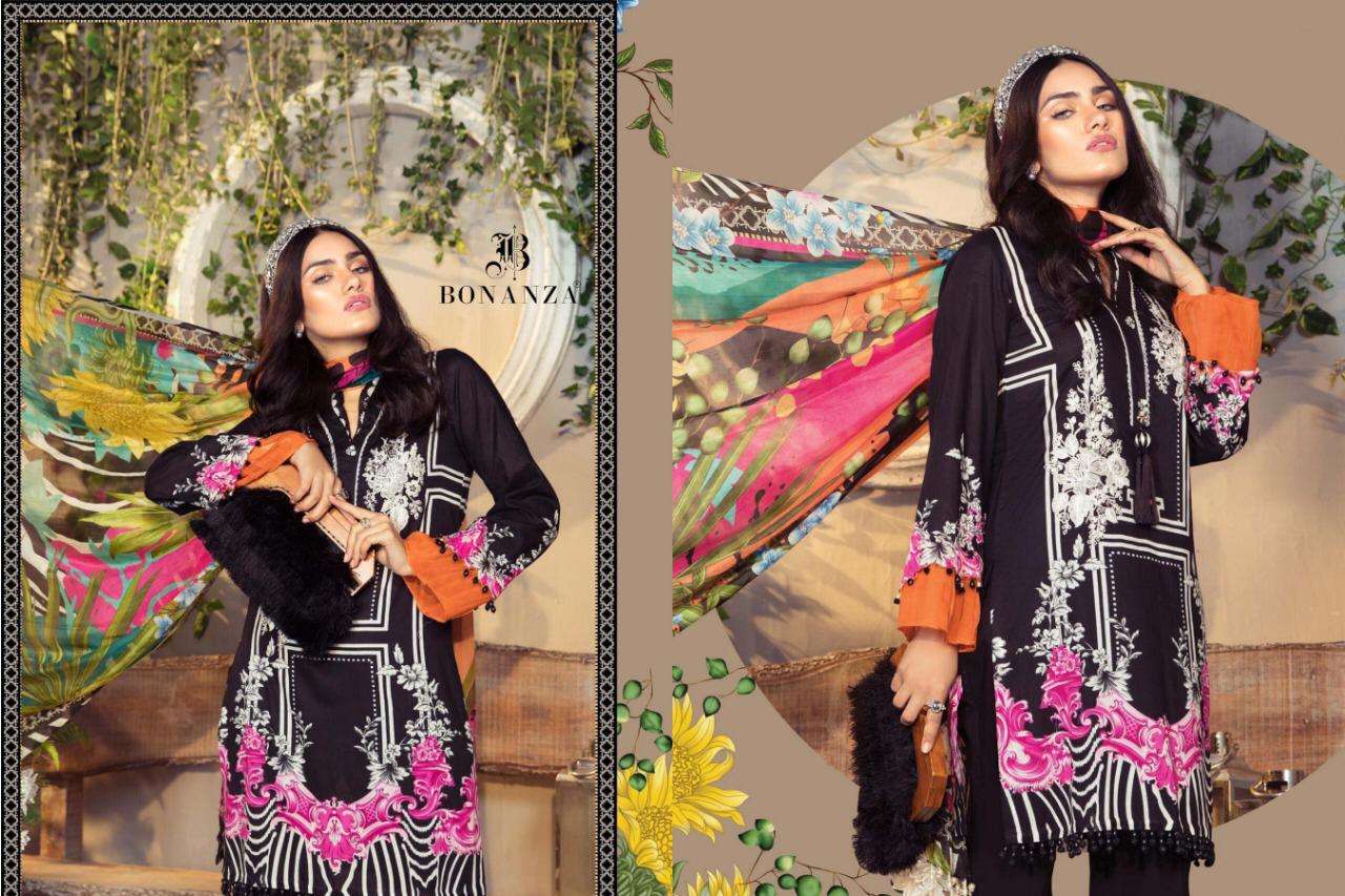 MARIA B MPRINT SUMMER COLLECTION-2021 BY BONANZA 01 TO 05 SERIES DESIGNER BRIDAL WEAR COLLECTION BEAUTIFUL STYLISH FANCY COLORFUL PARTY WEAR & OCCASIONAL WEAR CAMBRIC COTTON PRINT WITH EMBROIDERED DRESSES AT WHOLESALE PRICE