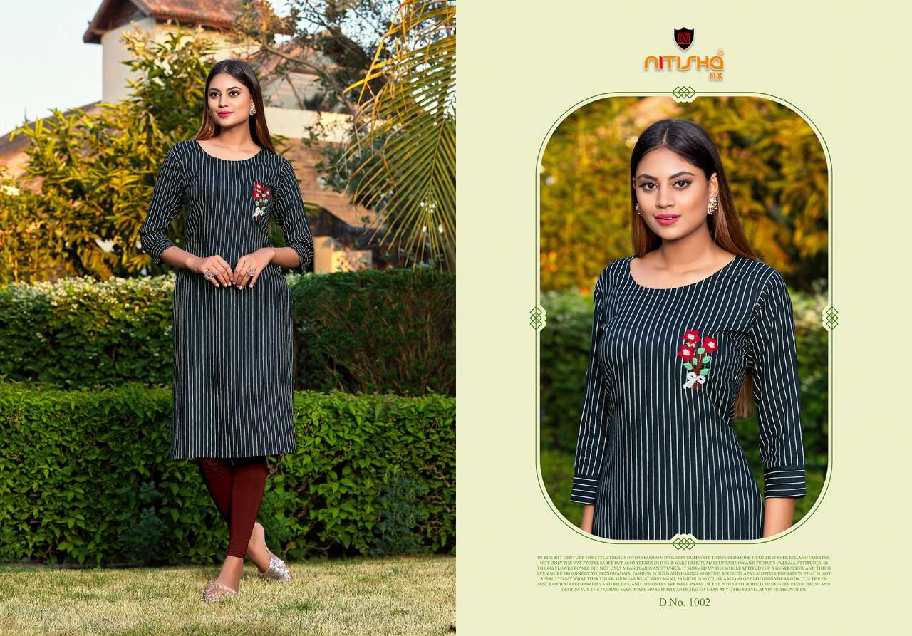 KITAB BY NITISHA NX 1001 TO 1005 SERIES DESIGNER STYLISH FANCY COLORFUL BEAUTIFUL PARTY WEAR & ETHNIC WEAR COLLECTION RAYON PRINT WITH WORK KURTIS AT WHOLESALE PRICE