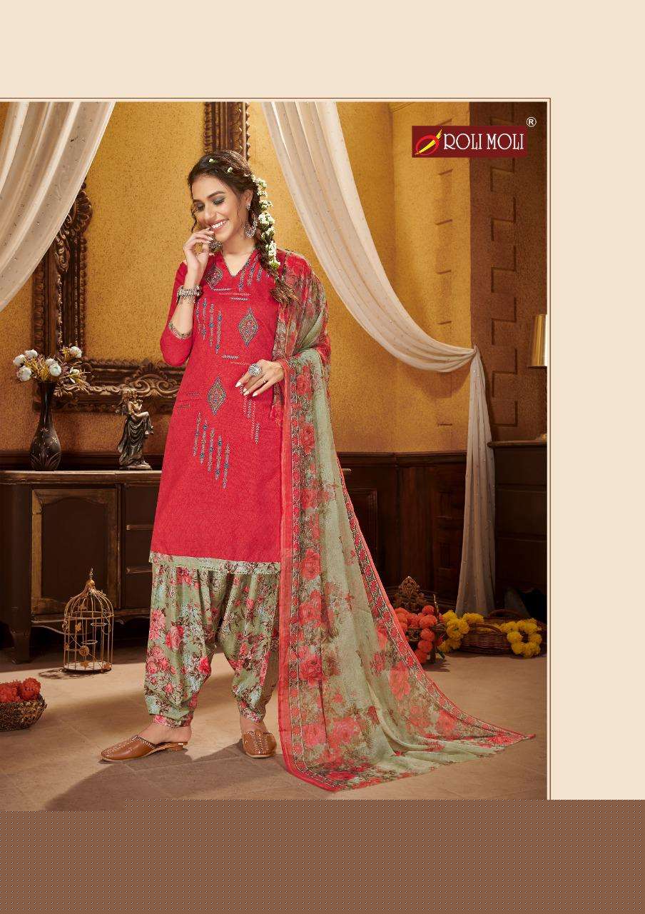 KUDI PATOLA BY ROLI MOLI 1001 TO 1008 SERIES BEAUTIFUL SUITS COLORFUL STYLISH FANCY CASUAL WEAR & ETHNIC WEAR COTTON NAGITIVE PRINT WITH EMBROIDERY WORK DRESSES AT WHOLESALE PRICE