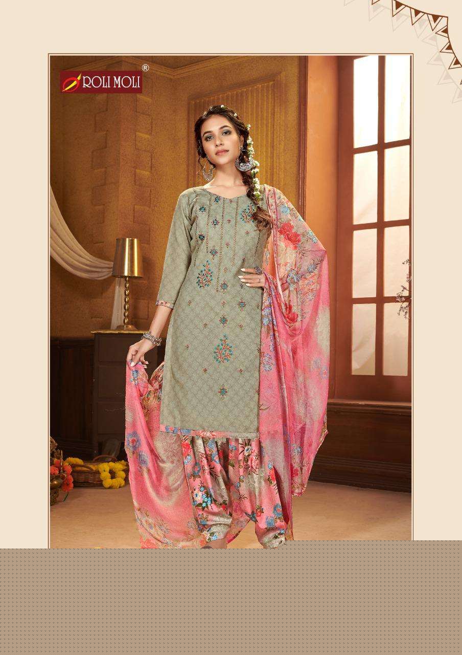 KUDI PATOLA BY ROLI MOLI 1001 TO 1008 SERIES BEAUTIFUL SUITS COLORFUL STYLISH FANCY CASUAL WEAR & ETHNIC WEAR COTTON NAGITIVE PRINT WITH EMBROIDERY WORK DRESSES AT WHOLESALE PRICE