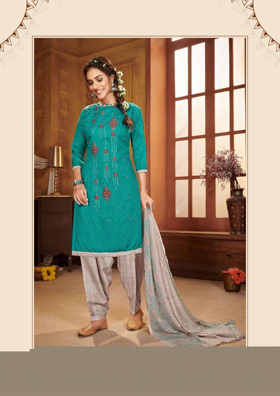 KUDI PATOLA BY ROLI MOLI 1001 TO 1008 SERIES BEAUTIFUL SUITS COLORFUL STYLISH FANCY CASUAL WEAR & ETHNIC WEAR COTTON NAGITIVE PRINT WITH EMBROIDERY WORK DRESSES AT WHOLESALE PRICE