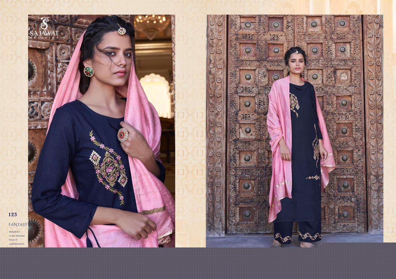 ROOHI VOL-1 BY SAJAWAT CREATION 121 TO 126 SERIES BEAUTIFUL SUITS COLORFUL STYLISH FANCY CASUAL WEAR & ETHNIC WEAR PURE VISCOSE WITH WORK DRESSES AT WHOLESALE PRICE