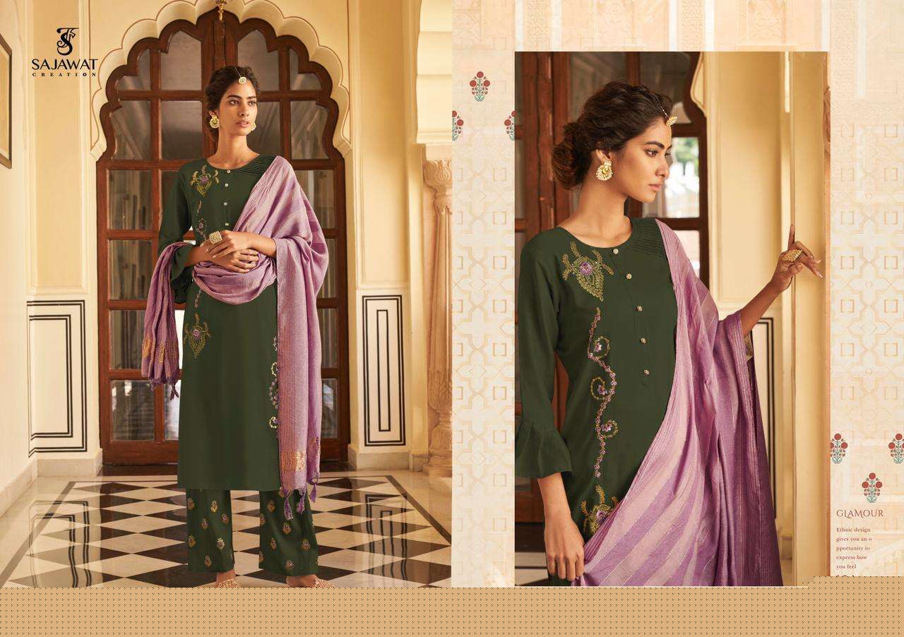 ROOHI VOL-1 BY SAJAWAT CREATION 121 TO 126 SERIES BEAUTIFUL SUITS COLORFUL STYLISH FANCY CASUAL WEAR & ETHNIC WEAR PURE VISCOSE WITH WORK DRESSES AT WHOLESALE PRICE