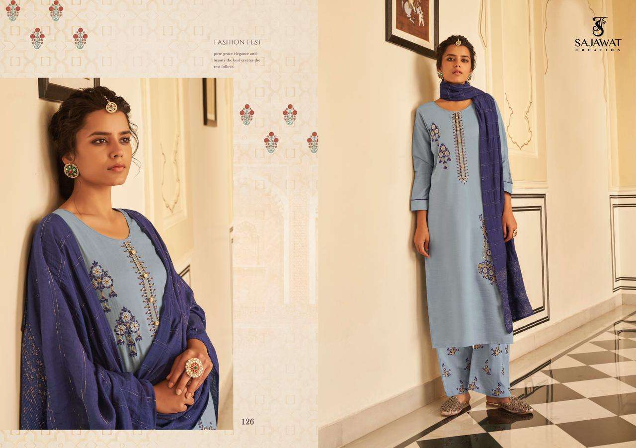 ROOHI VOL-1 BY SAJAWAT CREATION 121 TO 126 SERIES BEAUTIFUL SUITS COLORFUL STYLISH FANCY CASUAL WEAR & ETHNIC WEAR PURE VISCOSE WITH WORK DRESSES AT WHOLESALE PRICE