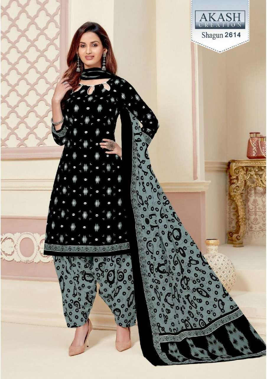 SHAGUN VOL-26 BY AKASH CREATION 2601 TO 2625 SERIES BEAUTIFUL SUITS COLORFUL STYLISH FANCY CASUAL WEAR & ETHNIC WEAR PURE COTTON DRESSES AT WHOLESALE PRICE