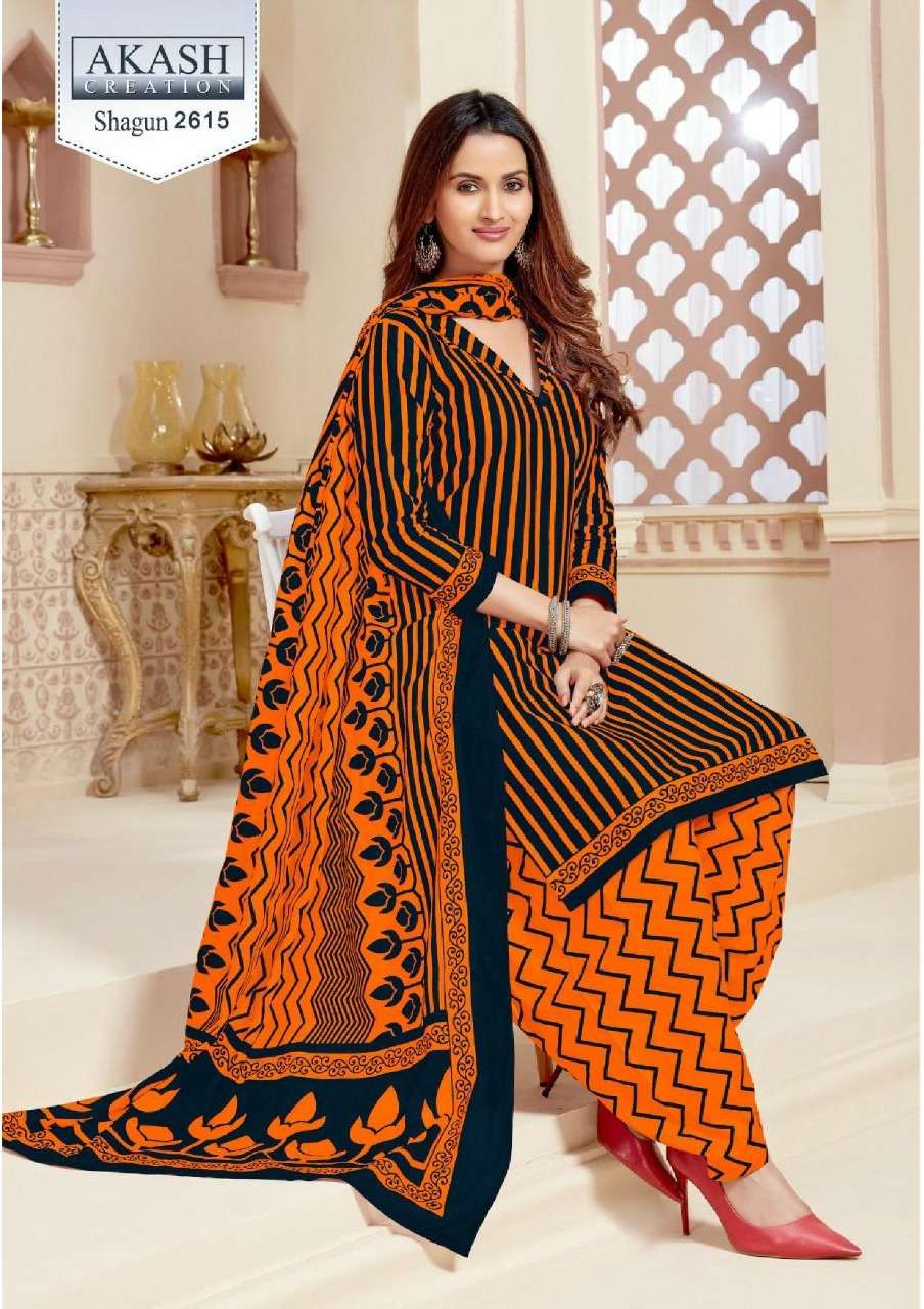 SHAGUN VOL-26 BY AKASH CREATION 2601 TO 2625 SERIES BEAUTIFUL SUITS COLORFUL STYLISH FANCY CASUAL WEAR & ETHNIC WEAR PURE COTTON DRESSES AT WHOLESALE PRICE