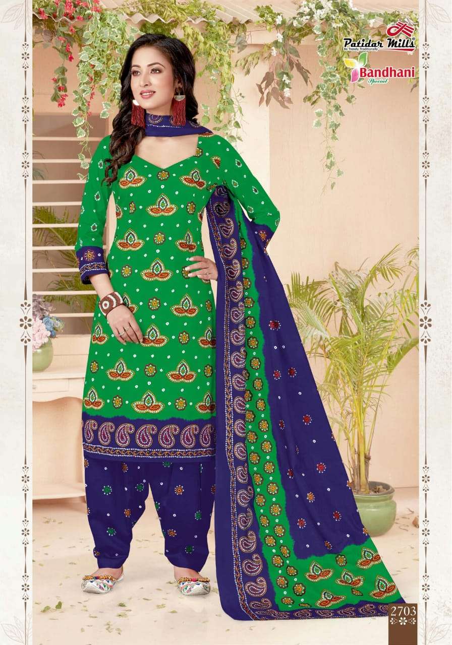 BANDHANI VOL-27 BY PATIDAR MILLS 2701 TO 2716 SERIES BEAUTIFUL SUITS COLORFUL STYLISH FANCY CASUAL WEAR & ETHNIC WEAR PURE COTTON DRESSES AT WHOLESALE PRICE