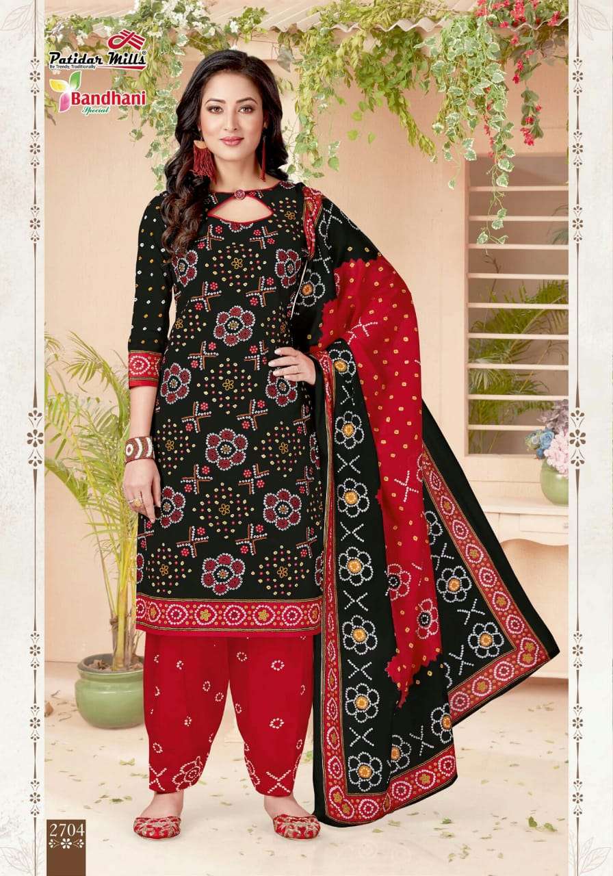BANDHANI VOL-27 BY PATIDAR MILLS 2701 TO 2716 SERIES BEAUTIFUL SUITS COLORFUL STYLISH FANCY CASUAL WEAR & ETHNIC WEAR PURE COTTON DRESSES AT WHOLESALE PRICE