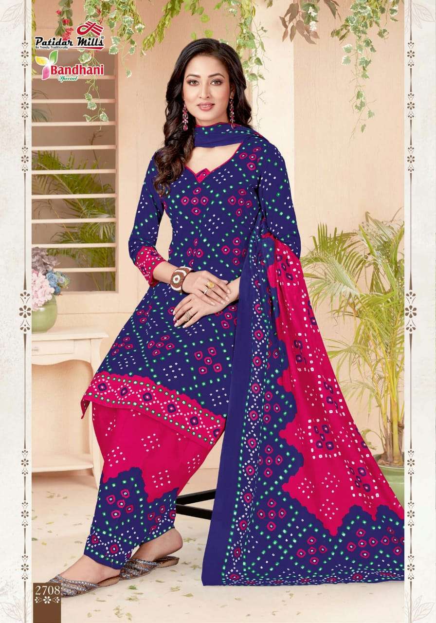 BANDHANI VOL-27 BY PATIDAR MILLS 2701 TO 2716 SERIES BEAUTIFUL SUITS COLORFUL STYLISH FANCY CASUAL WEAR & ETHNIC WEAR PURE COTTON DRESSES AT WHOLESALE PRICE