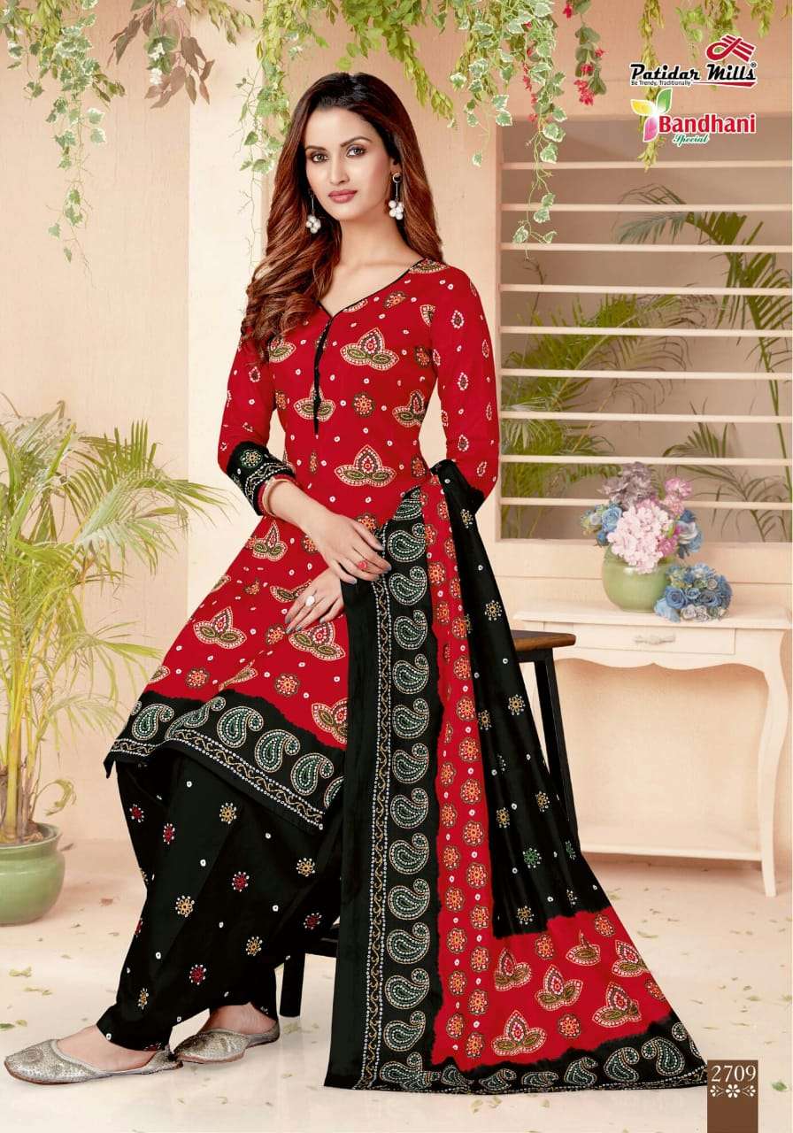 BANDHANI VOL-27 BY PATIDAR MILLS 2701 TO 2716 SERIES BEAUTIFUL SUITS COLORFUL STYLISH FANCY CASUAL WEAR & ETHNIC WEAR PURE COTTON DRESSES AT WHOLESALE PRICE