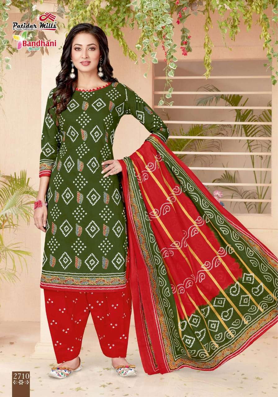 BANDHANI VOL-27 BY PATIDAR MILLS 2701 TO 2716 SERIES BEAUTIFUL SUITS COLORFUL STYLISH FANCY CASUAL WEAR & ETHNIC WEAR PURE COTTON DRESSES AT WHOLESALE PRICE