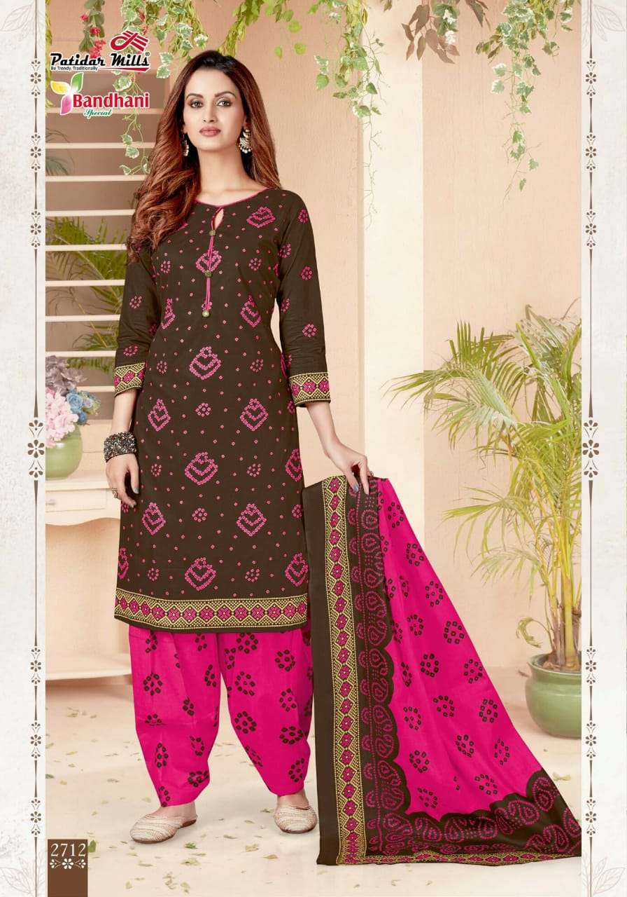 BANDHANI VOL-27 BY PATIDAR MILLS 2701 TO 2716 SERIES BEAUTIFUL SUITS COLORFUL STYLISH FANCY CASUAL WEAR & ETHNIC WEAR PURE COTTON DRESSES AT WHOLESALE PRICE