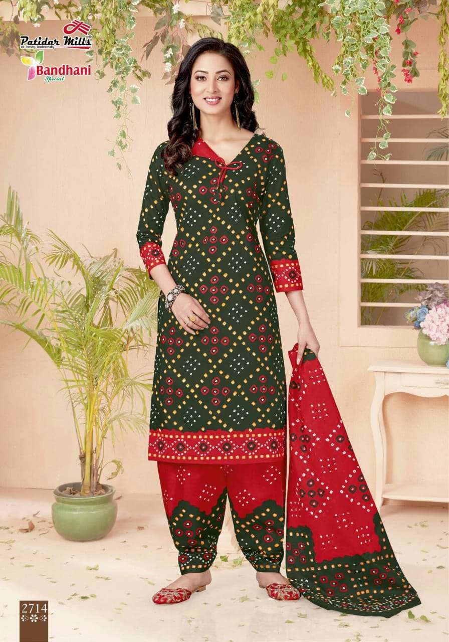 BANDHANI VOL-27 BY PATIDAR MILLS 2701 TO 2716 SERIES BEAUTIFUL SUITS COLORFUL STYLISH FANCY CASUAL WEAR & ETHNIC WEAR PURE COTTON DRESSES AT WHOLESALE PRICE