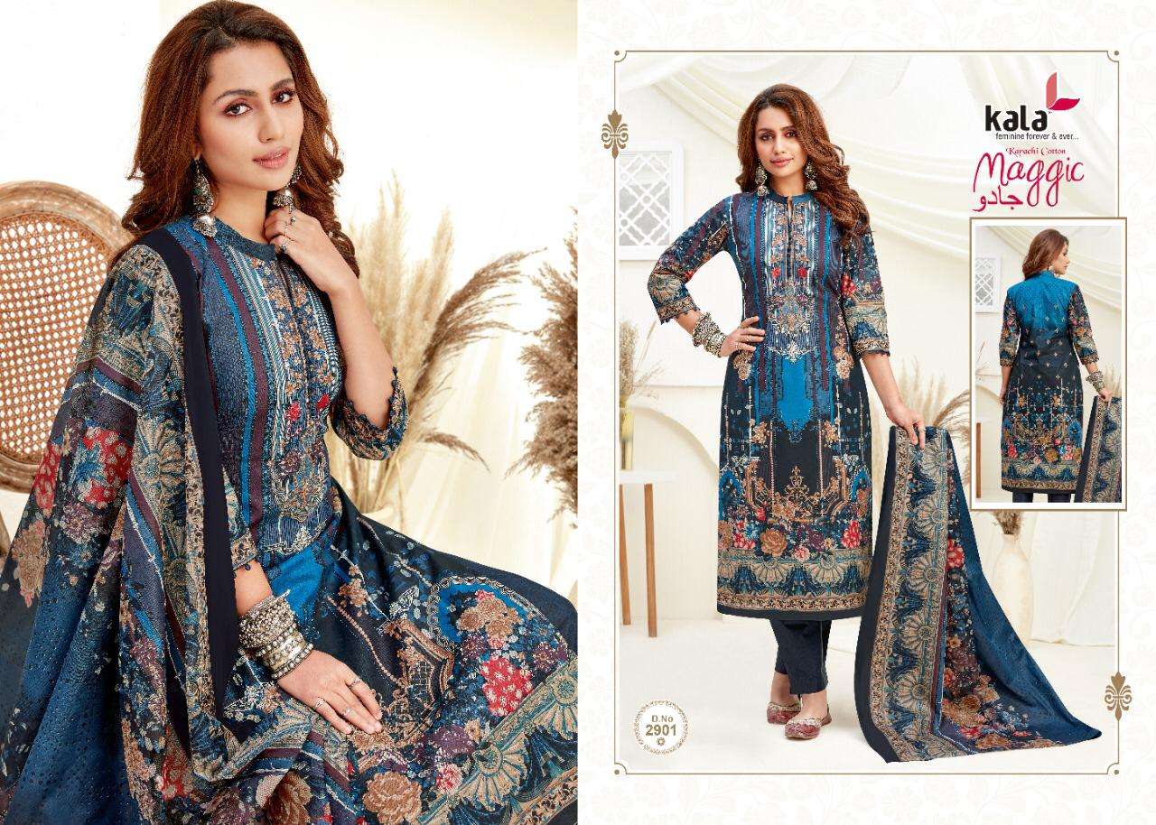 MAGIC VOL-14 BY KALA 2901 TO 2912 SERIES BEAUTIFUL SUITS COLORFUL STYLISH FANCY CASUAL WEAR & ETHNIC WEAR PURE COTTON DRESSES AT WHOLESALE PRICE