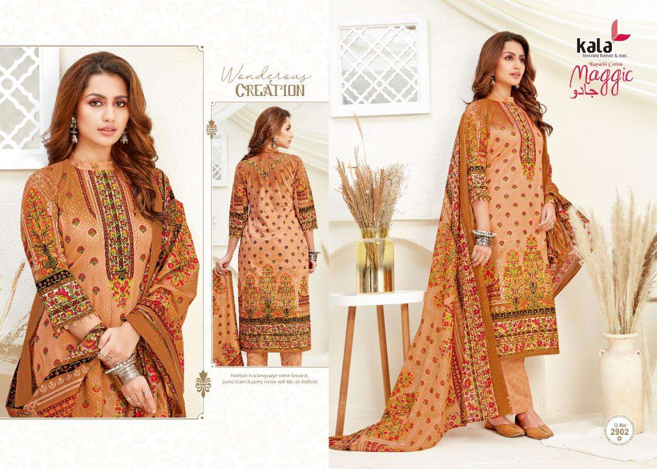 MAGIC VOL-14 BY KALA 2901 TO 2912 SERIES BEAUTIFUL SUITS COLORFUL STYLISH FANCY CASUAL WEAR & ETHNIC WEAR PURE COTTON DRESSES AT WHOLESALE PRICE