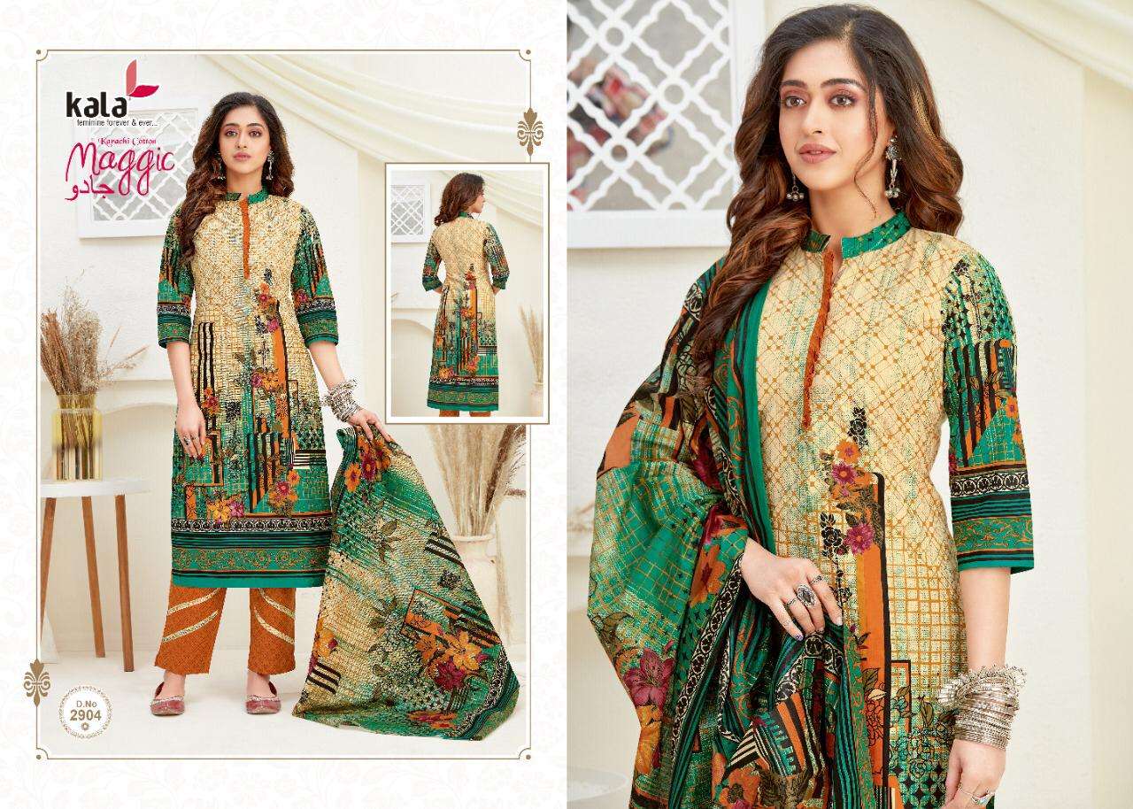 MAGIC VOL-14 BY KALA 2901 TO 2912 SERIES BEAUTIFUL SUITS COLORFUL STYLISH FANCY CASUAL WEAR & ETHNIC WEAR PURE COTTON DRESSES AT WHOLESALE PRICE