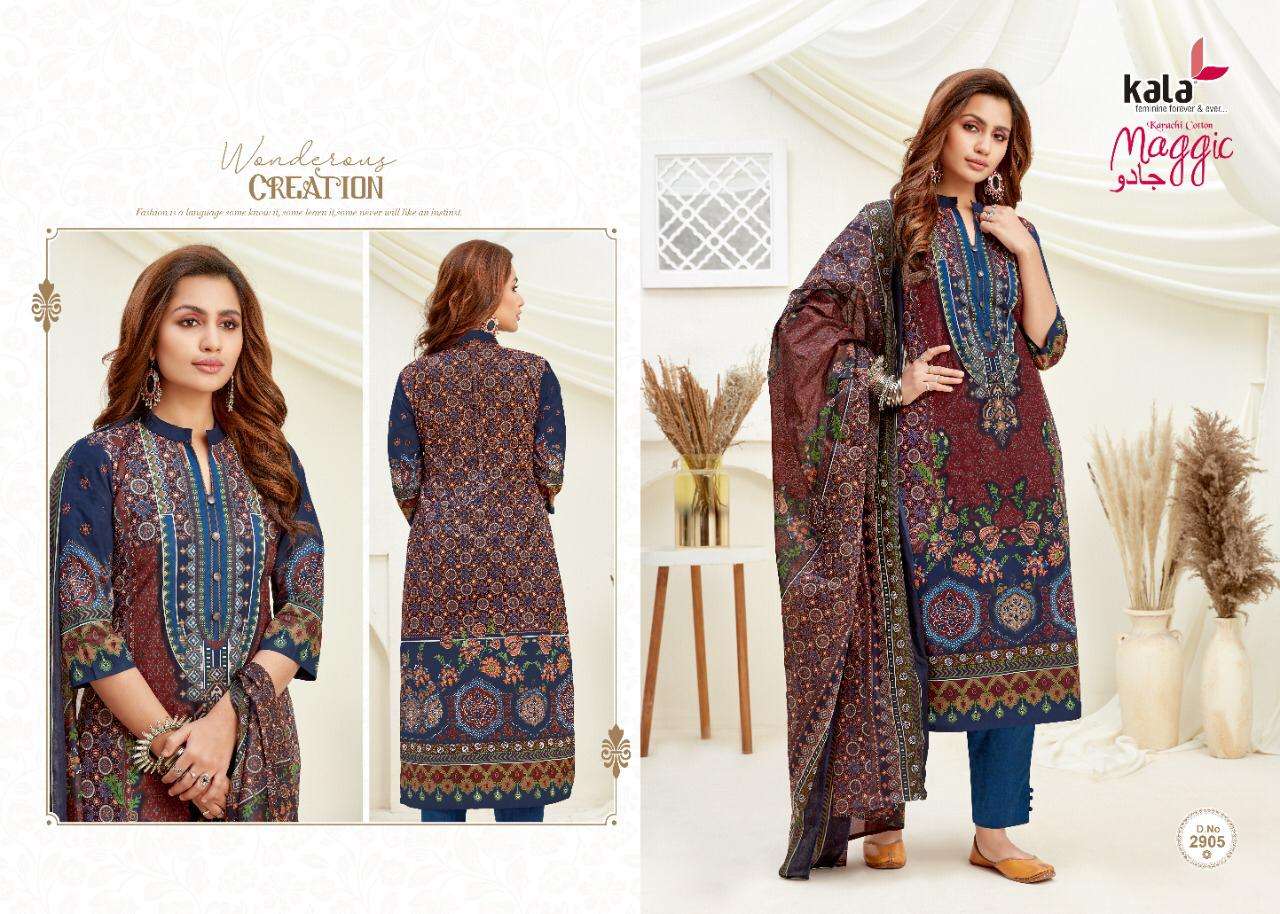 MAGIC VOL-14 BY KALA 2901 TO 2912 SERIES BEAUTIFUL SUITS COLORFUL STYLISH FANCY CASUAL WEAR & ETHNIC WEAR PURE COTTON DRESSES AT WHOLESALE PRICE