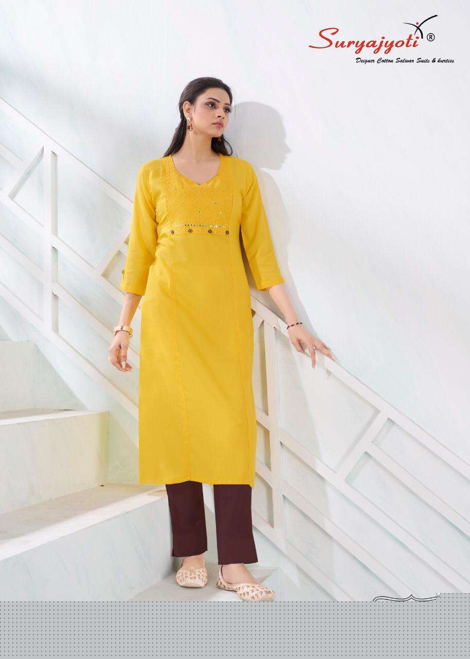 NIRJA VOL-2 BY SURYAJYOTI 2001 TO 2010 SERIES DESIGNER STYLISH FANCY COLORFUL BEAUTIFUL PARTY WEAR & ETHNIC WEAR COLLECTION RAYON EMBROIDERY KURTIS AT WHOLESALE PRICE