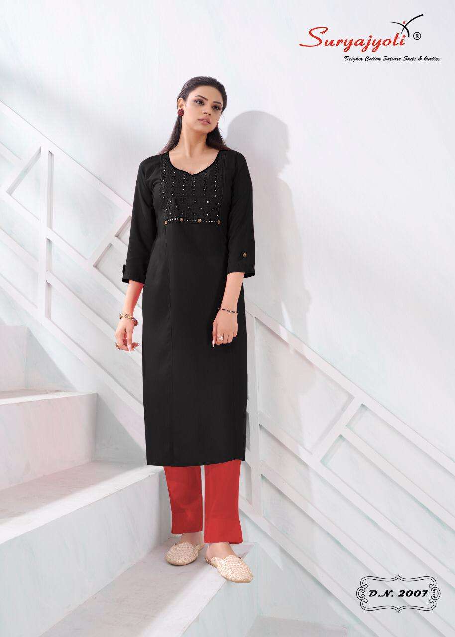 NIRJA VOL-2 BY SURYAJYOTI 2001 TO 2010 SERIES DESIGNER STYLISH FANCY COLORFUL BEAUTIFUL PARTY WEAR & ETHNIC WEAR COLLECTION RAYON EMBROIDERY KURTIS AT WHOLESALE PRICE