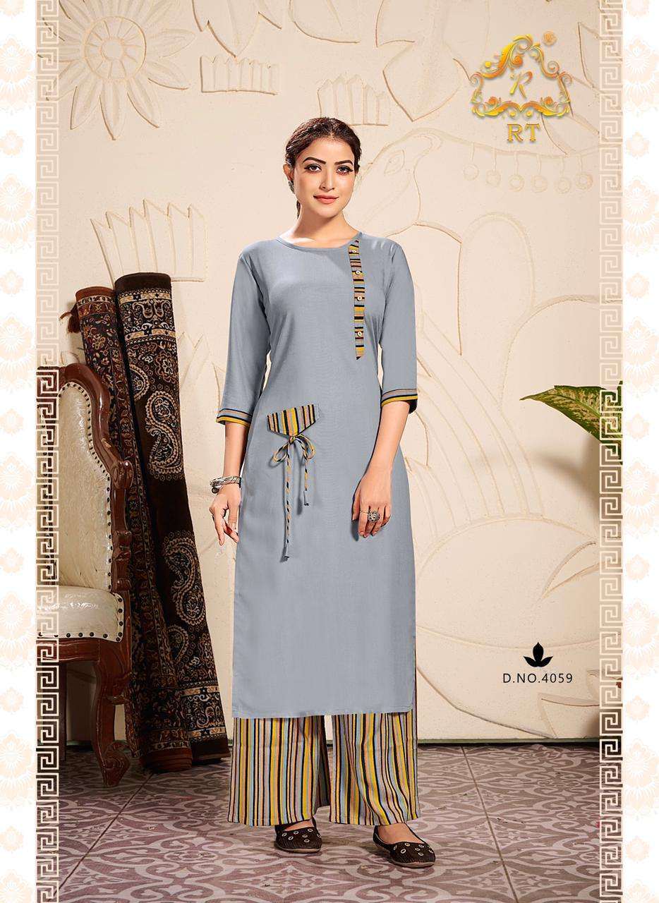 PLAZZO QUEEN VOL-10 BY RT 4055 TO 4060 SERIES DESIGNER STYLISH FANCY COLORFUL BEAUTIFUL PARTY WEAR & ETHNIC WEAR COLLECTION RAYON EMBROIDERY KURTIS WITH BOTTOM AT WHOLESALE PRICE