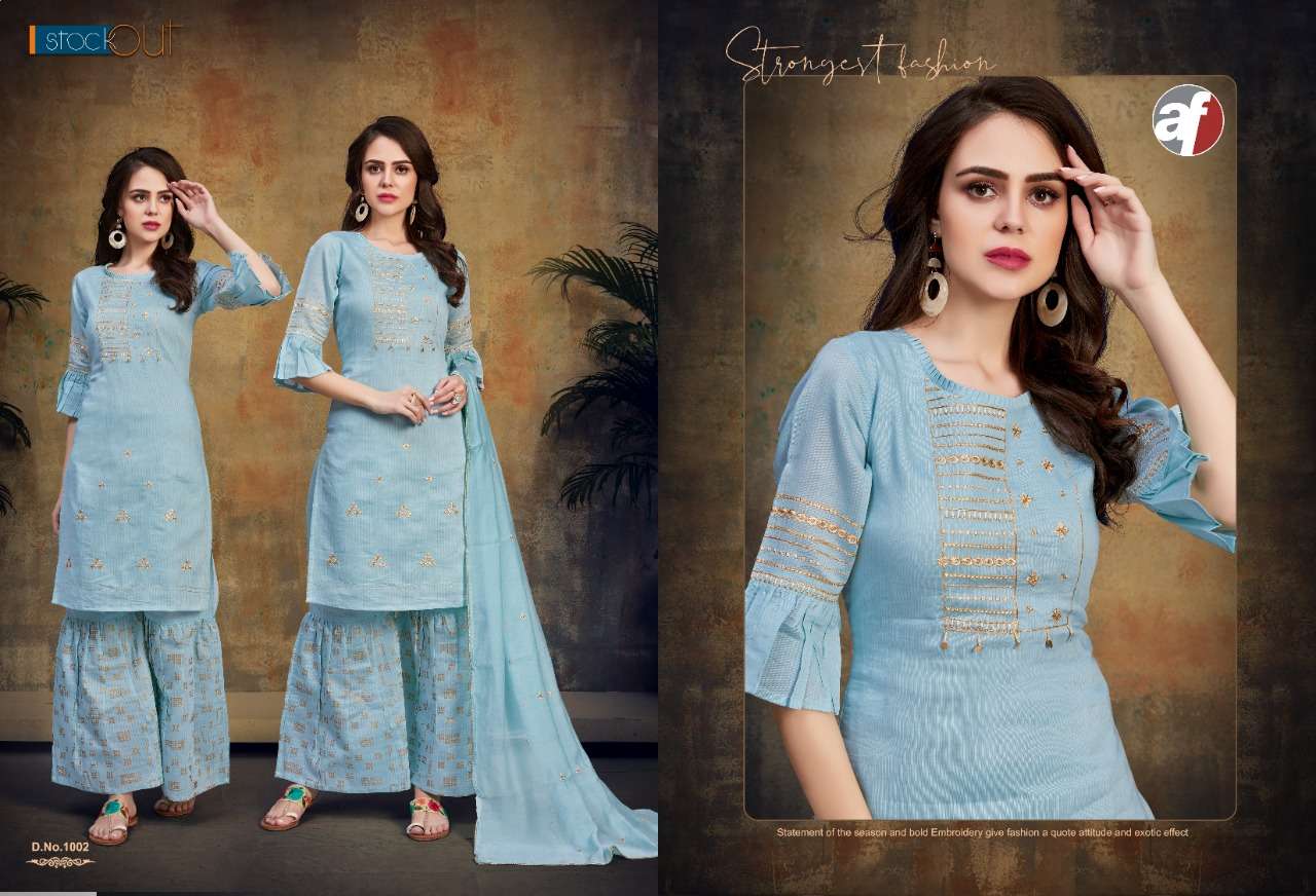SHANAYA BY A.F 1001 TO 1006 SERIES BEAUTIFUL SUITS COLORFUL STYLISH FANCY CASUAL WEAR & ETHNIC WEAR PURE COTTON EMBROIDERY DRESSES AT WHOLESALE PRICE