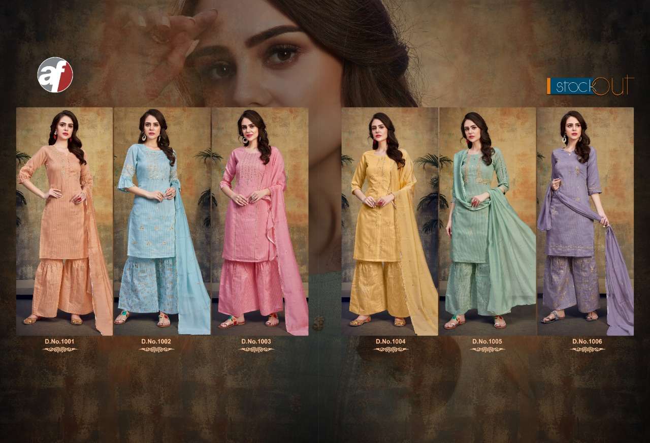 SHANAYA BY A.F 1001 TO 1006 SERIES BEAUTIFUL SUITS COLORFUL STYLISH FANCY CASUAL WEAR & ETHNIC WEAR PURE COTTON EMBROIDERY DRESSES AT WHOLESALE PRICE