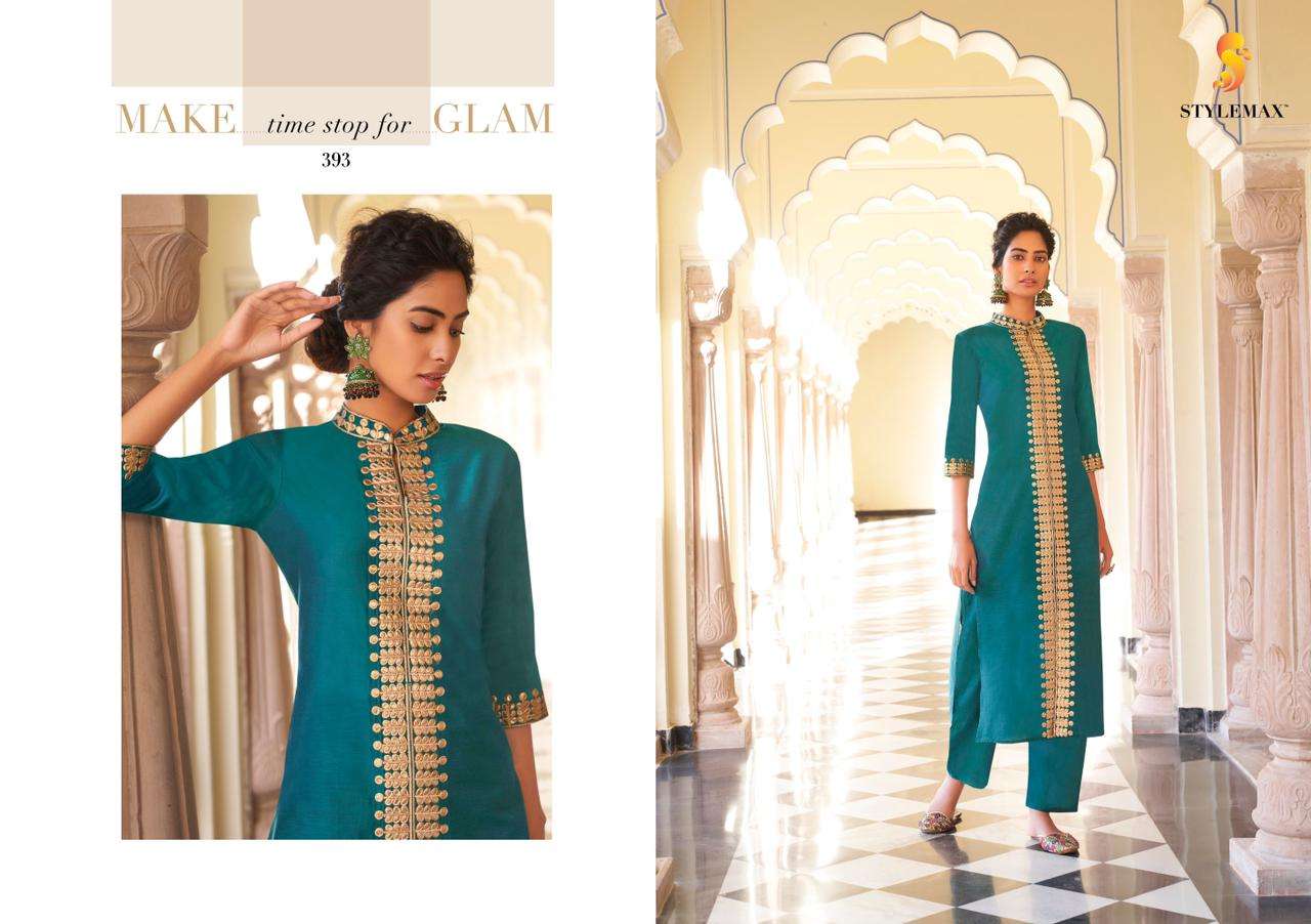 AMEERA BY STYLEMAX 391 TO 397 SERIES DESIGNER STYLISH FANCY COLORFUL BEAUTIFUL PARTY WEAR & ETHNIC WEAR COLLECTION PURE VISCOSE EMBROIDERY KURTIS WITH BOTTOM AT WHOLESALE PRICE