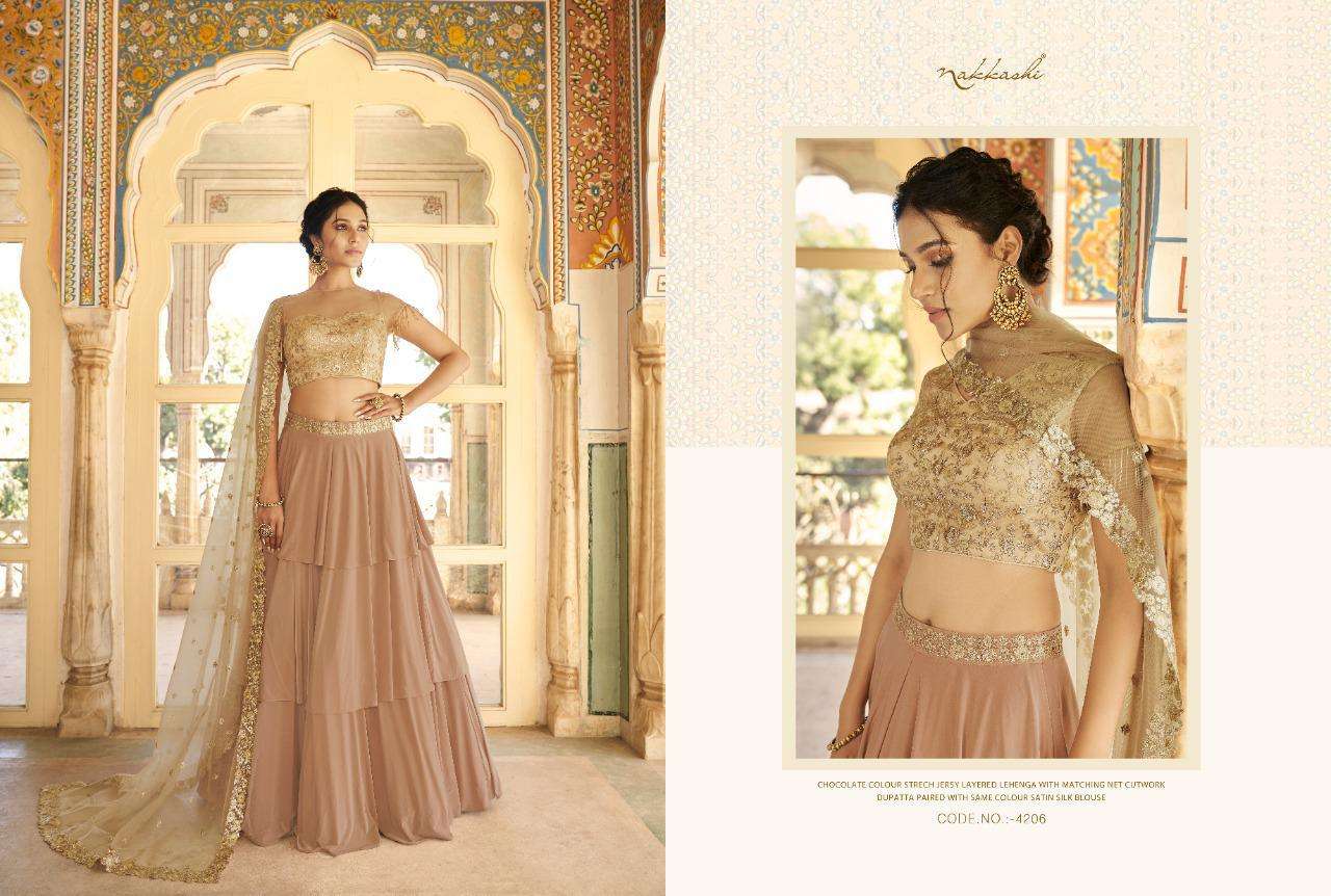 EIRA BY NAKKASHI 4201 TO 4207 SERIES BEAUTIFUL COLORFUL FANCY WEDDING COLLECTION OCCASIONAL WEAR & PARTY WEAR FANCY LEHENGAS AT WHOLESALE PRICE