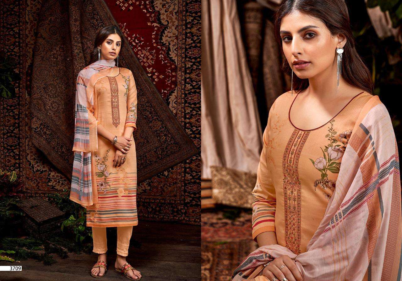 ALENA BY SANNA FASHION 3701 TO 3710 SERIES BEAUTIFUL SUITS COLORFUL STYLISH FANCY CASUAL WEAR & ETHNIC WEAR PURE JAM SILK DIGITAL PRINT WITH FANCY WORK DRESSES AT WHOLESALE PRICE