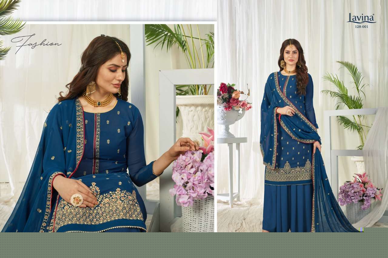 LAVINA VOL-128 BY LAVINA 128-001 TO 128-006 SERIES BEAUTIFUL PAKISTANI SUITS COLORFUL STYLISH FANCY CASUAL WEAR & ETHNIC WEAR GEORGETTE EMBROIDERED DRESSES AT WHOLESALE PRICE