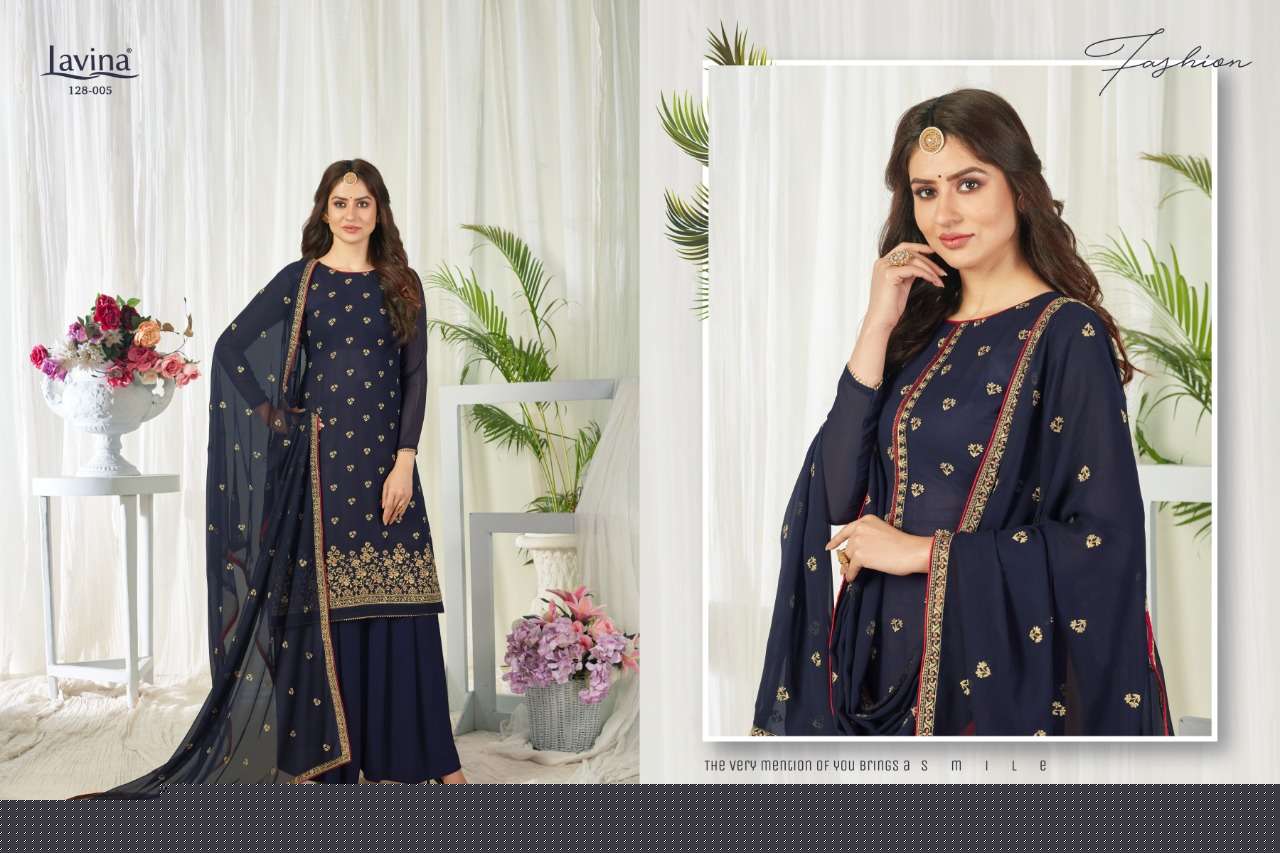 LAVINA VOL-128 BY LAVINA 128-001 TO 128-006 SERIES BEAUTIFUL PAKISTANI SUITS COLORFUL STYLISH FANCY CASUAL WEAR & ETHNIC WEAR GEORGETTE EMBROIDERED DRESSES AT WHOLESALE PRICE