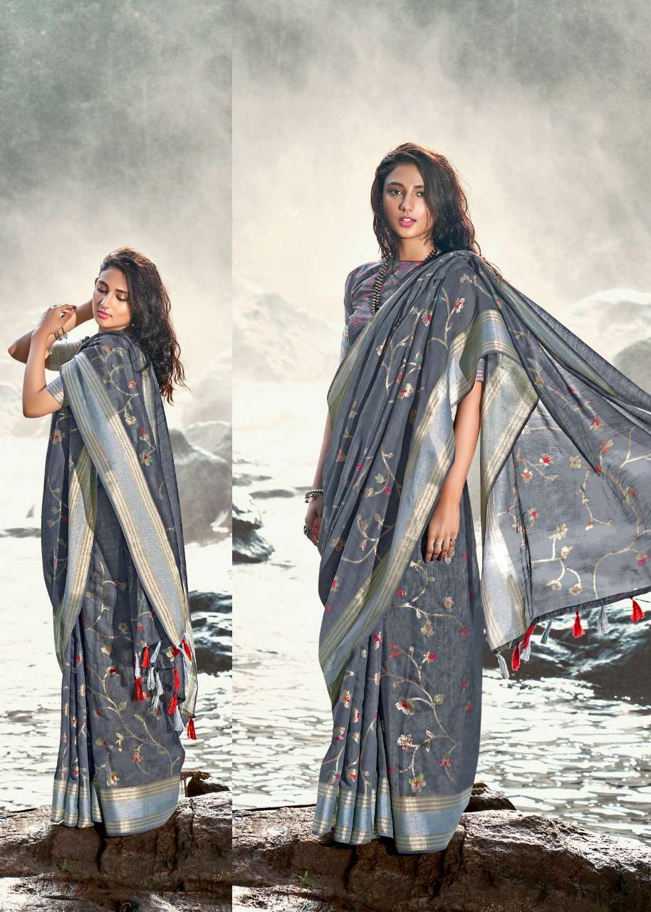 UPASANA BY TRIVENI 11391 TO 11398 SERIES INDIAN TRADITIONAL WEAR COLLECTION BEAUTIFUL STYLISH FANCY COLORFUL PARTY WEAR & OCCASIONAL WEAR COTTON LINEN SAREES AT WHOLESALE PRICE