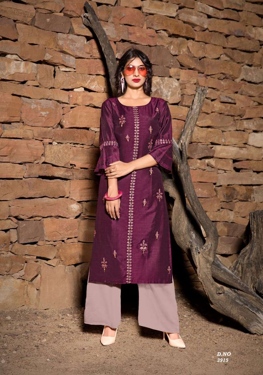 RESHAMI VOL-2 BY YAMI FASHION 3911 TO 3916 SERIES DESIGNER STYLISH FANCY COLORFUL BEAUTIFUL PARTY WEAR & ETHNIC WEAR COLLECTION VISCOSE EMBROIDERY KURTIS WITH BOTTOM AT WHOLESALE PRICE