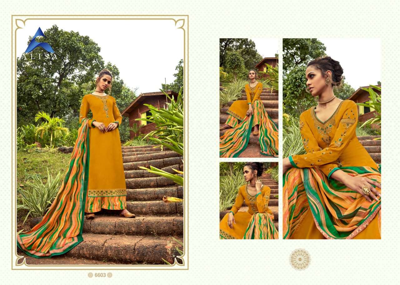 ANAYA BY ALISA 6601 TO 6606 SERIES BEAUTIFUL SUITS COLORFUL STYLISH FANCY CASUAL WEAR & ETHNIC WEAR SATIN GEORGETTE DRESSES AT WHOLESALE PRICE