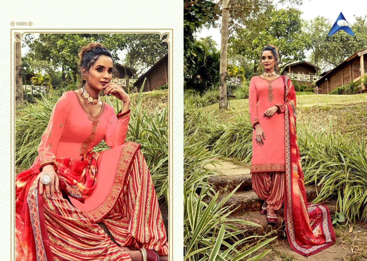 ANAYA BY ALISA 6601 TO 6606 SERIES BEAUTIFUL SUITS COLORFUL STYLISH FANCY CASUAL WEAR & ETHNIC WEAR SATIN GEORGETTE DRESSES AT WHOLESALE PRICE