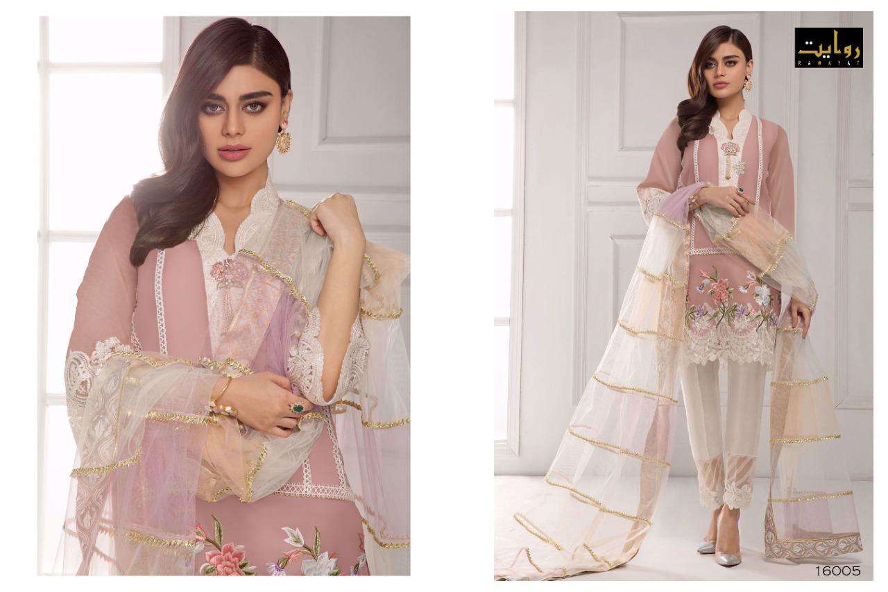 MODERN MEMSAAB VOL-2 BY RAWAYAT 16002 TO 16006 SERIES DESIGNER PAKISTANI SUITS COLLECTION BEAUTIFUL STYLISH FANCY COLORFUL PARTY WEAR & OCCASIONAL WEAR PURE JAM COTTON EMBROIDERED DRESSES AT WHOLESALE PRICE