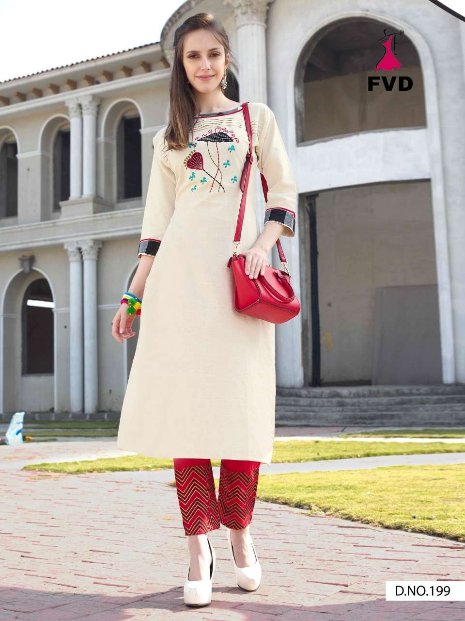 CITY GIRL VOL-3 BY FVD 197 TO 203 SERIES BEAUTIFUL COLORFUL STYLISH FANCY PARTY WEAR & ETHNIC WEAR & READY TO WEAR KHADI COTTON KURTIS WITH BOTTOM AT WHOLESALE PRICE