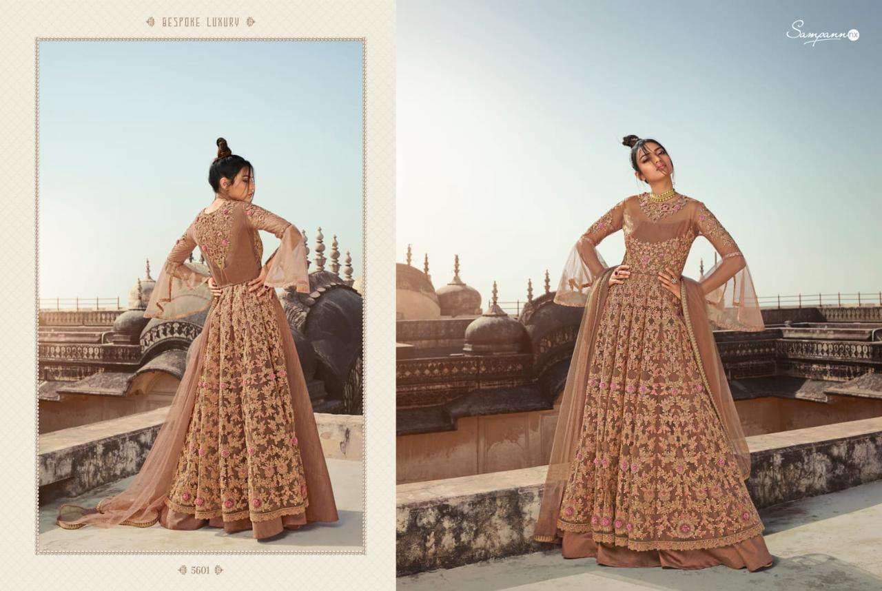SAGA VOL-6 BY SAMPANN NX 5601 TO 5607 SERIES BEAUTIFUL STYLISH ANARKALI SUITS FANCY COLORFUL CASUAL WEAR & ETHNIC WEAR & READY TO WEAR FANCY DRESSES AT WHOLESALE PRICE