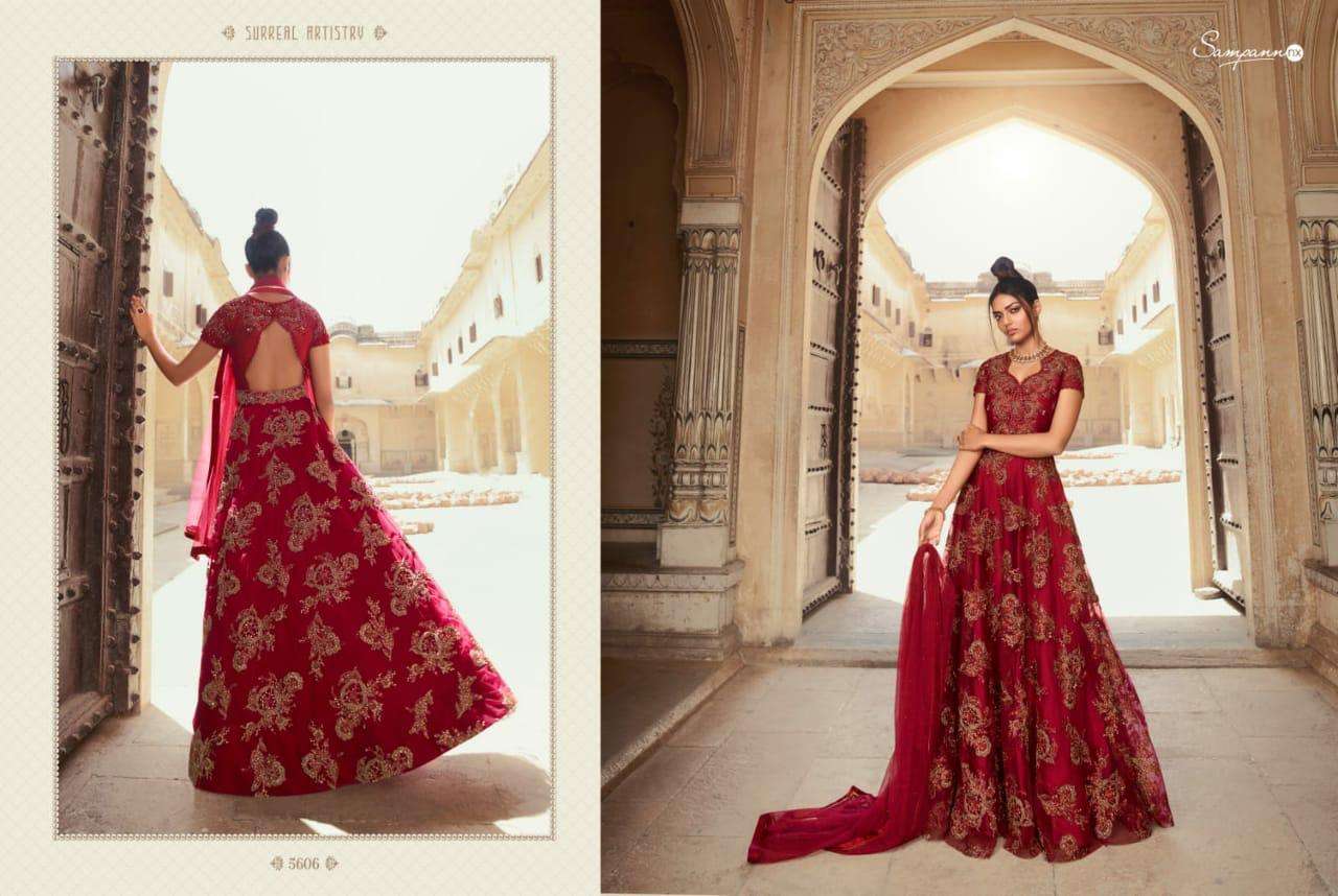SAGA VOL-6 BY SAMPANN NX 5601 TO 5607 SERIES BEAUTIFUL STYLISH ANARKALI SUITS FANCY COLORFUL CASUAL WEAR & ETHNIC WEAR & READY TO WEAR FANCY DRESSES AT WHOLESALE PRICE