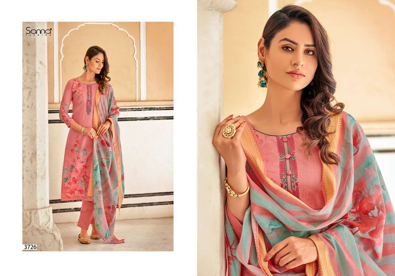 ARIANA BY SANNA FASHION 3721 TO 3730 SERIES BEAUTIFUL SUITS COLORFUL STYLISH FANCY CASUAL WEAR & ETHNIC WEAR PURE COTTON LAWN DIGITAL PRINT WITH FANCY WORK DRESSES AT WHOLESALE PRICE