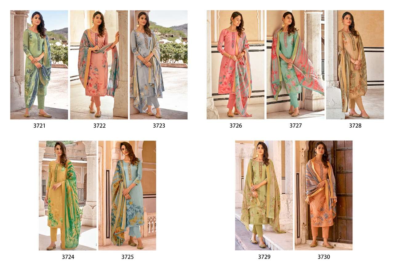ARIANA BY SANNA FASHION 3721 TO 3730 SERIES BEAUTIFUL SUITS COLORFUL STYLISH FANCY CASUAL WEAR & ETHNIC WEAR PURE COTTON LAWN DIGITAL PRINT WITH FANCY WORK DRESSES AT WHOLESALE PRICE