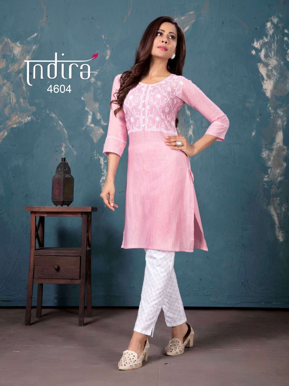 THE SPRING VOL-2 BY INDIRA 4601 TO 4606 SERIES DESIGNER STYLISH FANCY COLORFUL BEAUTIFUL PARTY WEAR & ETHNIC WEAR COLLECTION HEAVY COTTON EMBROIDERY KURTIS WITH BOTTOM AT WHOLESALE PRICE
