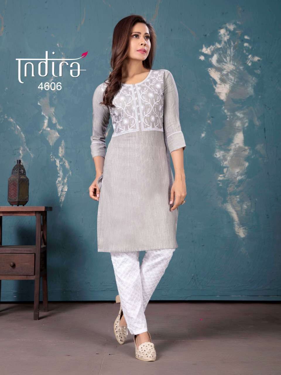 THE SPRING VOL-2 BY INDIRA 4601 TO 4606 SERIES DESIGNER STYLISH FANCY COLORFUL BEAUTIFUL PARTY WEAR & ETHNIC WEAR COLLECTION HEAVY COTTON EMBROIDERY KURTIS WITH BOTTOM AT WHOLESALE PRICE