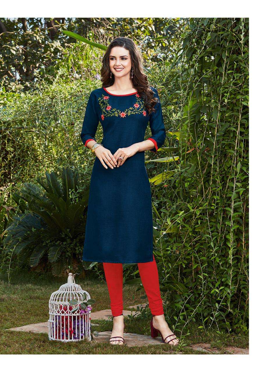ANAYAH BY SHUBH NX 1001 TO 1010 SERIES DESIGNER STYLISH FANCY COLORFUL BEAUTIFUL PARTY WEAR & ETHNIC WEAR COLLECTION RAYON SLUB EMBROIDERY KURTIS AT WHOLESALE PRICE