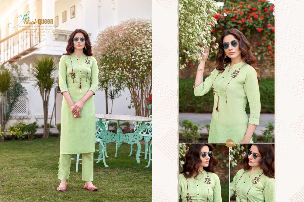 NAMYA VOL-1 BY KAJRI STYLE 1001 TO 1008 SERIES DESIGNER STYLISH FANCY COLORFUL BEAUTIFUL PARTY WEAR & ETHNIC WEAR COLLECTION HEAVY RUBY SLUB WITH WORK KURTIS WITH BOTTOM AT WHOLESALE PRICE