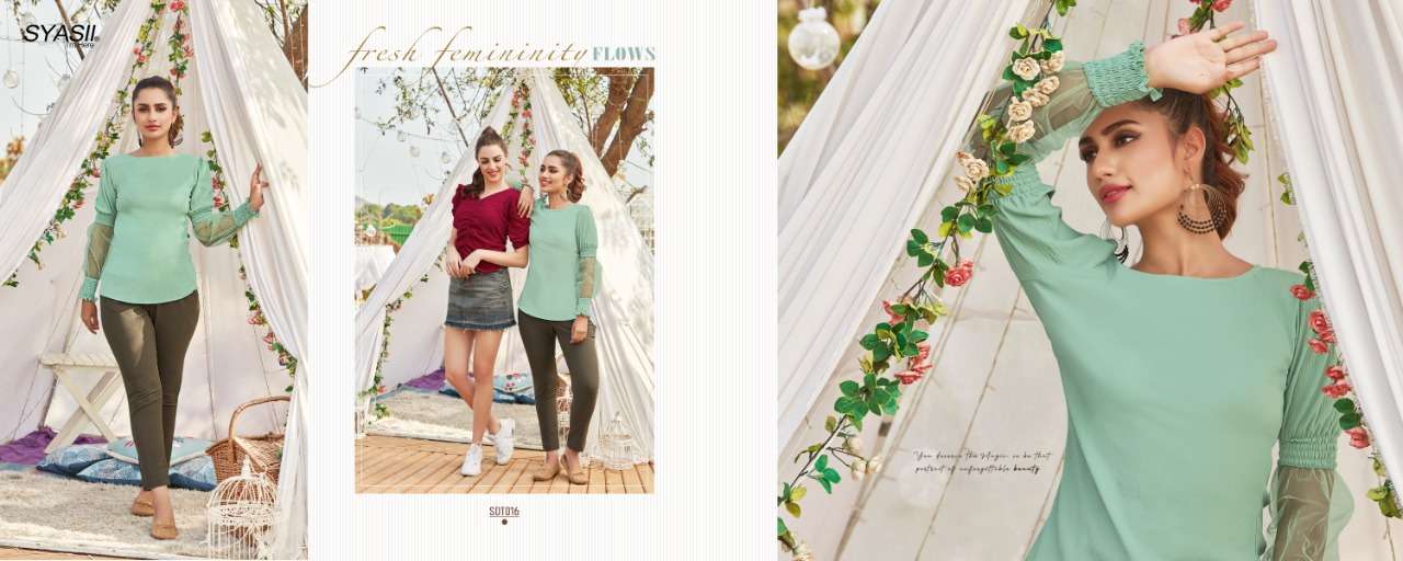 SUMMER BEAUTY BY SYASII 001 TO 018 SERIES DESIGNER STYLISH FANCY COLORFUL BEAUTIFUL PARTY WEAR & ETHNIC WEAR COLLECTION VISCOSE LYCRA TOPS AT WHOLESALE PRICE