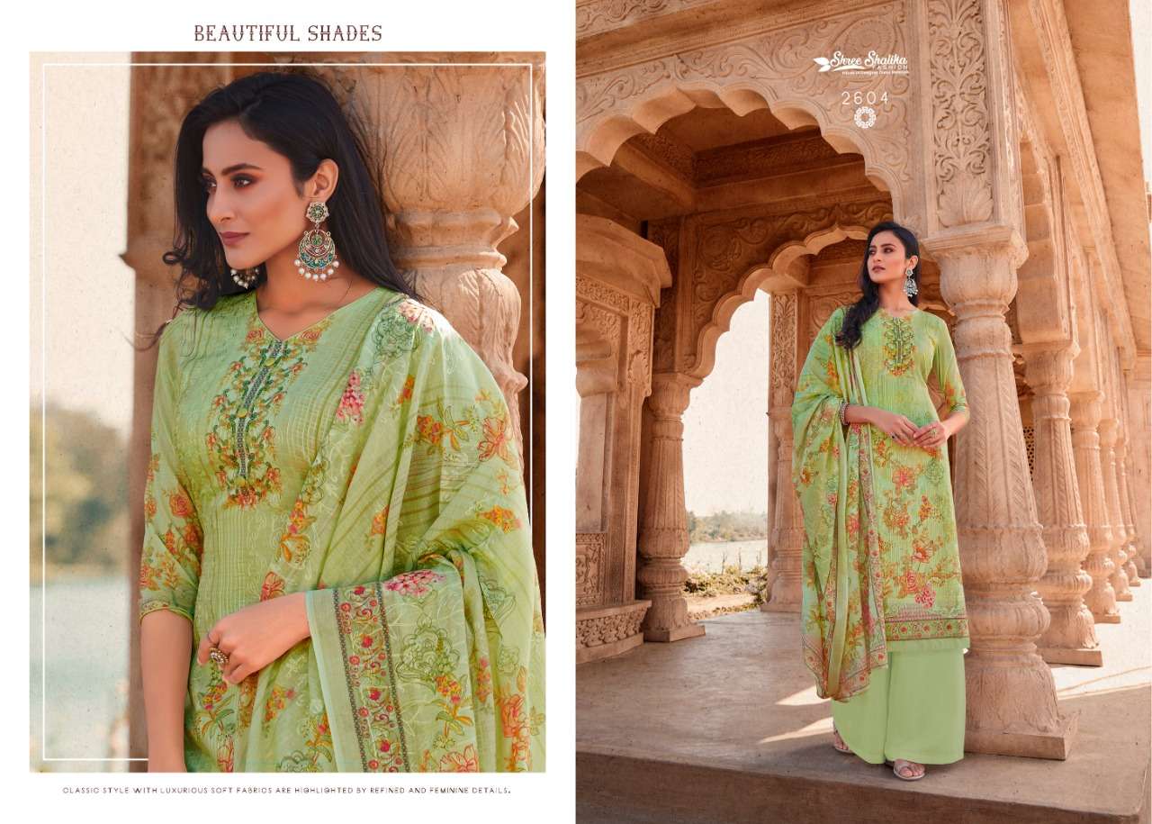 SHALIKA VOL-69 BY SHREE SHALIKA FASHION 2601 TO 2608 SERIES BEAUTIFUL STYLISH SUITS FANCY COLORFUL CASUAL WEAR & ETHNIC WEAR & READY TO WEAR COTTON DIGITAL PRINT WITH AARI WORK DRESSES AT WHOLESALE PRICE
