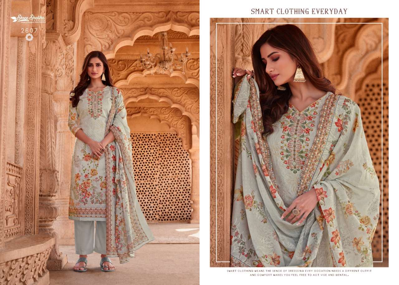 SHALIKA VOL-69 BY SHREE SHALIKA FASHION 2601 TO 2608 SERIES BEAUTIFUL STYLISH SUITS FANCY COLORFUL CASUAL WEAR & ETHNIC WEAR & READY TO WEAR COTTON DIGITAL PRINT WITH AARI WORK DRESSES AT WHOLESALE PRICE