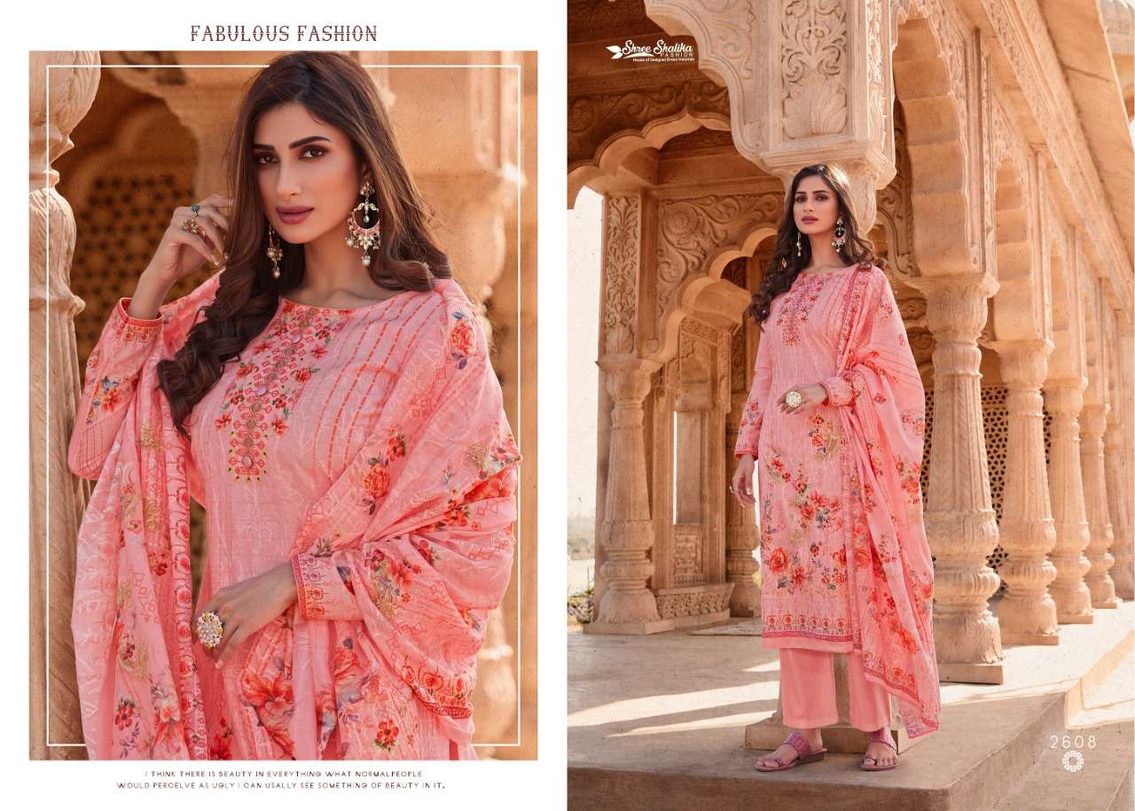 SHALIKA VOL-69 BY SHREE SHALIKA FASHION 2601 TO 2608 SERIES BEAUTIFUL STYLISH SUITS FANCY COLORFUL CASUAL WEAR & ETHNIC WEAR & READY TO WEAR COTTON DIGITAL PRINT WITH AARI WORK DRESSES AT WHOLESALE PRICE