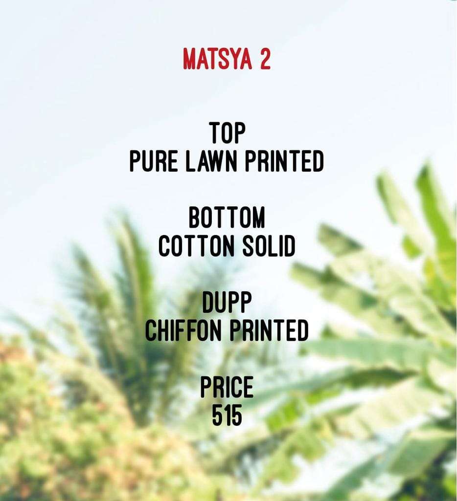 MATSYA VOL-2 BY EKATRA 2001 TO 2010 SERIES BEAUTIFUL SUITS COLORFUL STYLISH FANCY CASUAL WEAR & ETHNIC WEAR PURE LAWN PRINT DRESSES AT WHOLESALE PRICE
